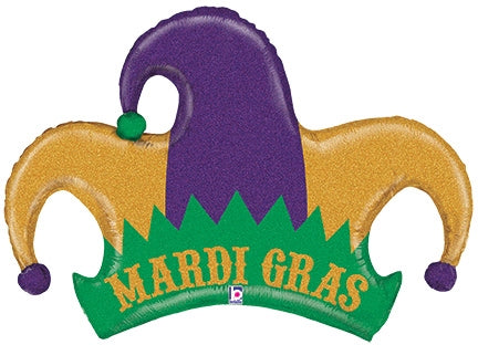 Mardi Gras Jester Hat Foil Balloon 42 in.