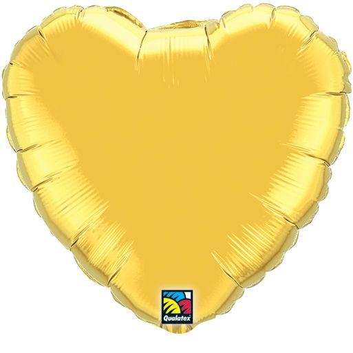 Globos de aluminio con forma de corazón sólido - 36 pulgadas, dorado metálico