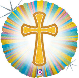 Holographic Cross Foil Balloon 18 in.