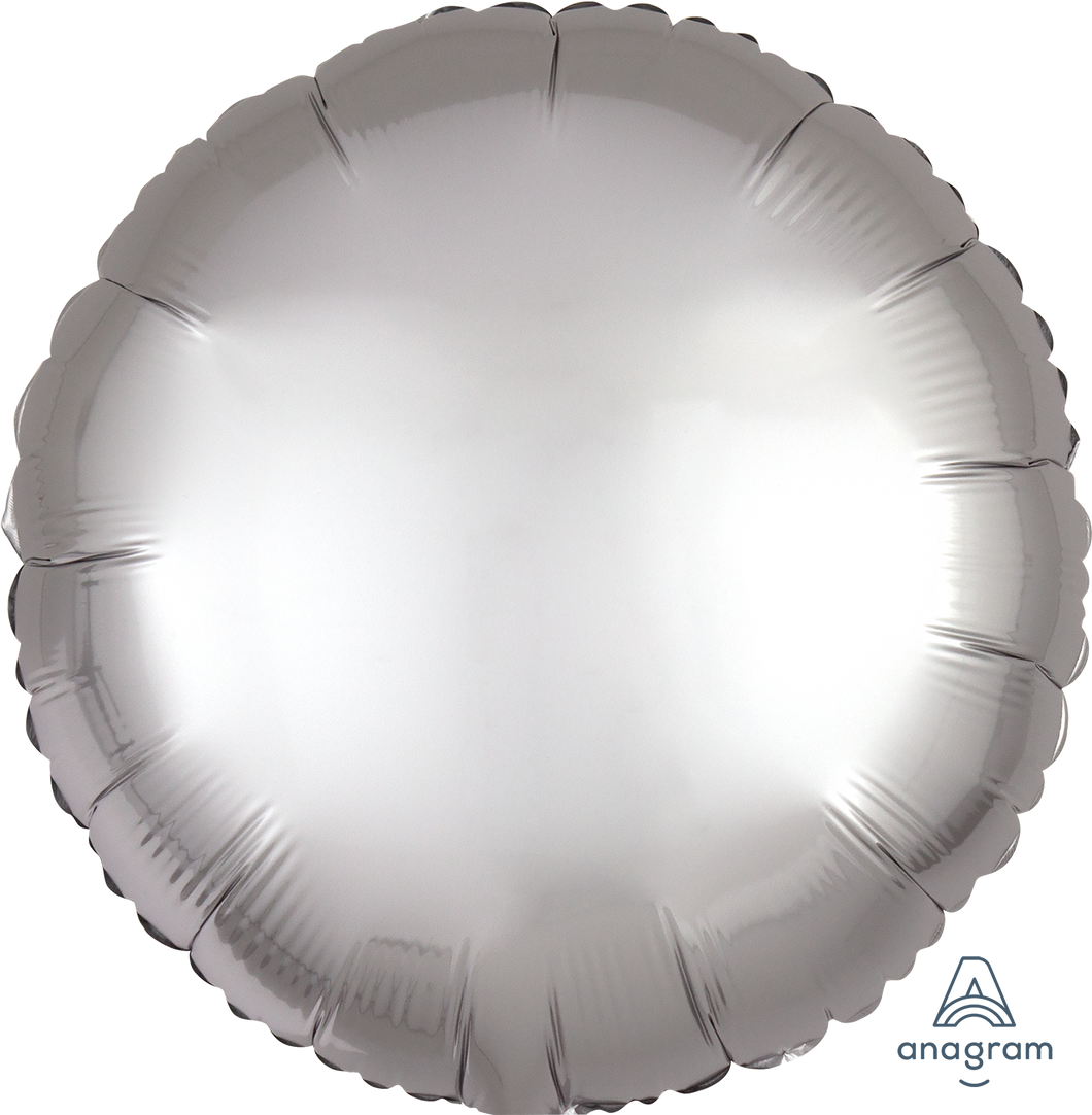 Globo redondo de aluminio sólido de 18 pulgadas - Satin Luxe Platinum