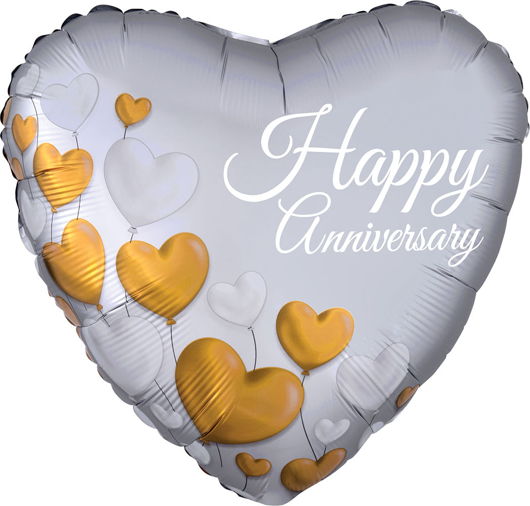 Anniversary Platinum Hearts Foil Balloon 18 in.