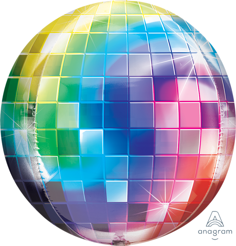 Globo de aluminio Orbz con forma de bola de discoteca arcoíris de 16 pulgadas 