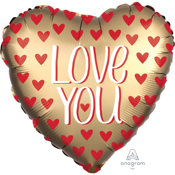 Satin Gold I Love You Heart Foil Balloon 28 in.