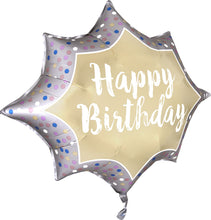 Load image into Gallery viewer, Birthday Satin Gold Burst Foil Balloon - 35 in.