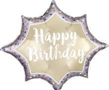 Load image into Gallery viewer, Birthday Satin Gold Burst Foil Balloon - 35 in.