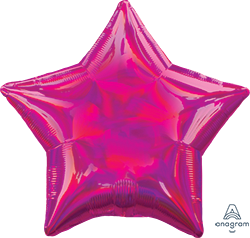 Globo de aluminio con forma de estrella magenta iridiscente, 19 pulgadas