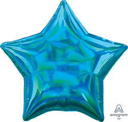 Iridescent Blue Star Foil Balloon - 19 in. Cyan