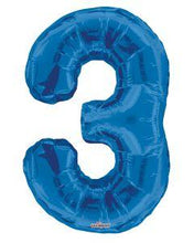 Load image into Gallery viewer, Blue Foil Number Balloons (0 to 9) - 34 in.