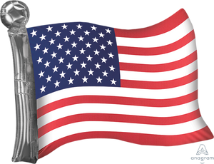 Satin American Flag by Anagram Foil Balloon 27 in.