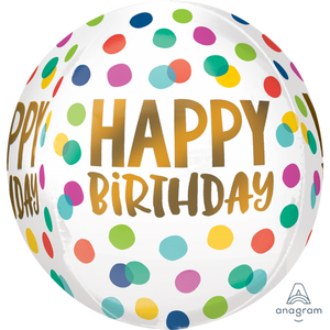 Happy Dots Birthday Orbz Balloon 16 in.