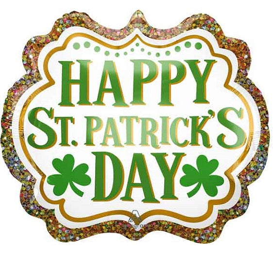 St Patrick's Glitter Shape Foil Balloon 25 in.