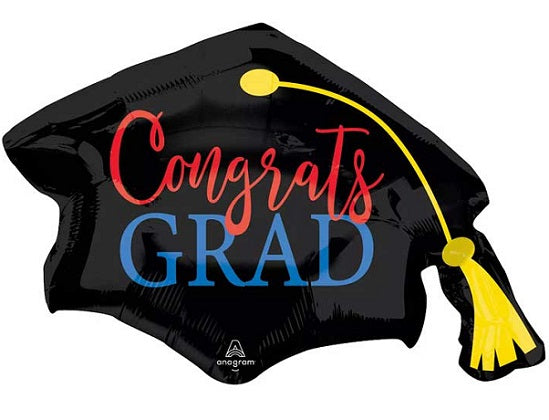 Congrats Grad Cap Shape Foil Balloon 31 in.
