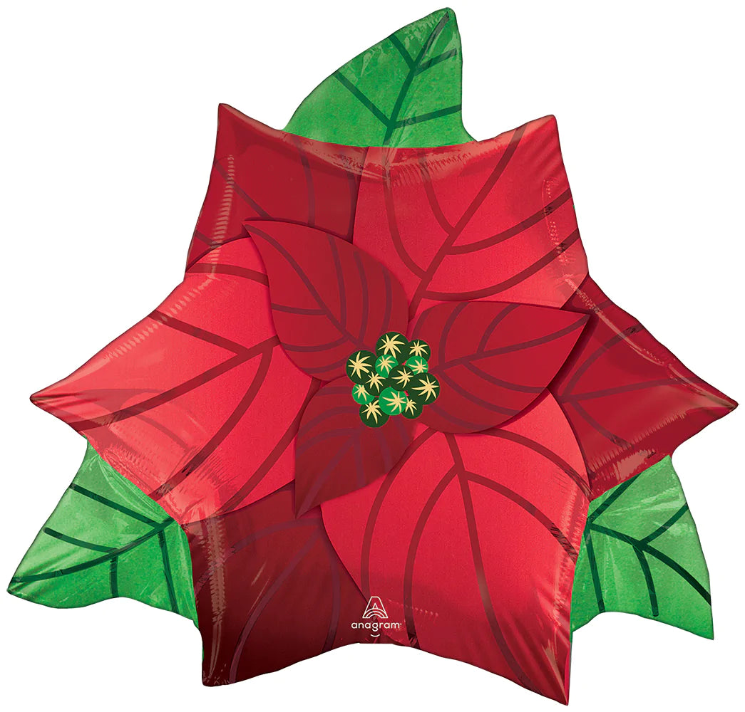 Satin Infused Poinsettia Shape Foil Balloon - 26 in.