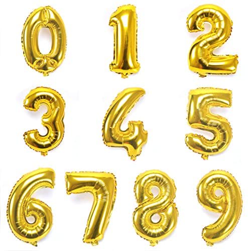 Gold Foil Number Balloons (0 to 9) - 16 in.