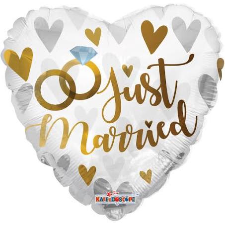 Just Married Heart Foil Balloon 18 in.