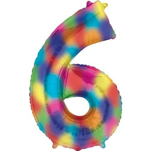 Rainbow Splash Foil Number Balloons (0 to 9) - 34 in.