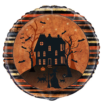 Full Moon Haunted House Foil Balloon 18 in.