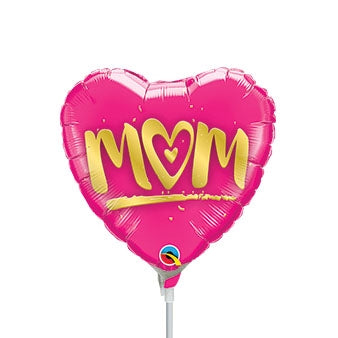 MOM Gold Heart Shape Foil Balloon 9 in.