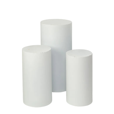 White Metal Cylinder Pedestal - Set of 3 pieces