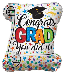 Congrats Grad Diploma Shape Foil Balloon 20 in.