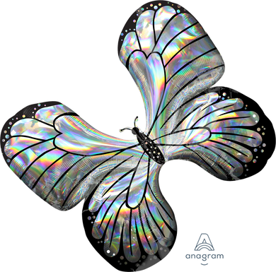 Iridescent Butterfly Holographic Foil Balloon 30 in.