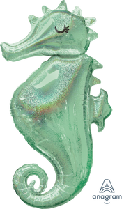 Seahorse Holographic Foil Balloon 38 in.