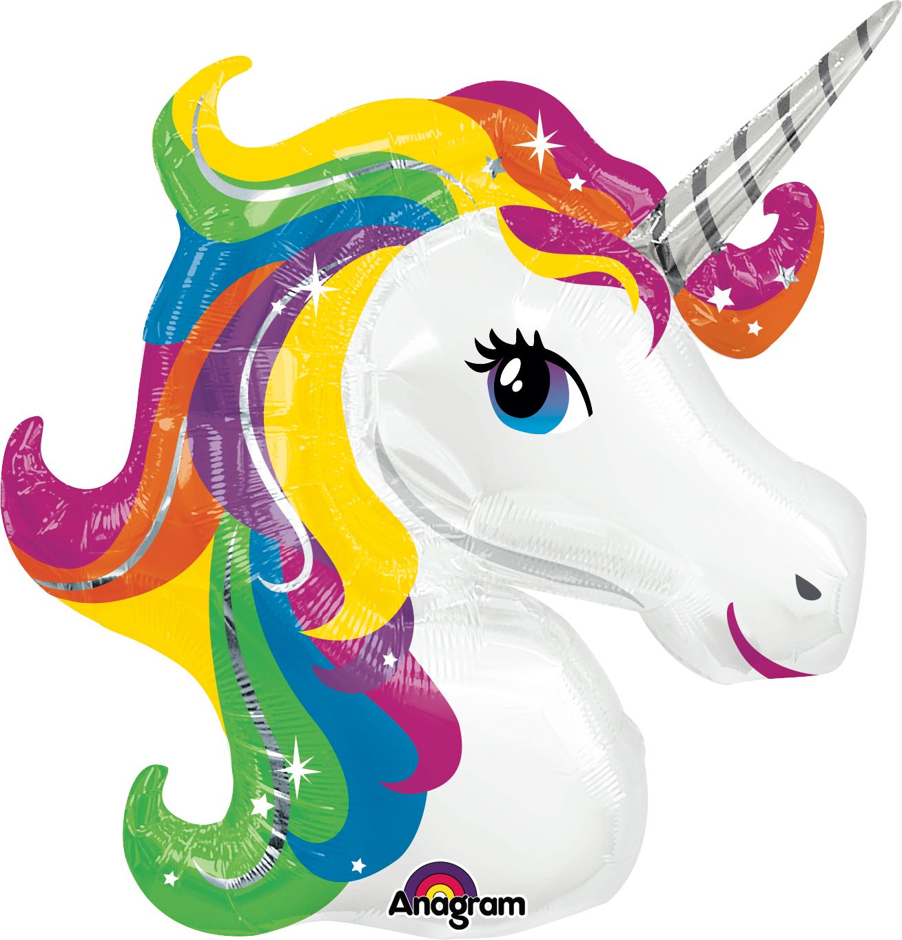 Globo de aluminio de unicornio arcoíris de 33 pulgadas.