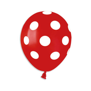 Solid Red Balloon - White Polka Dots 5 in.