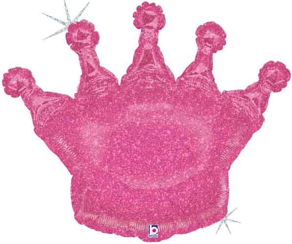 Glittering Pink Crown Foil Balloon 36 in.