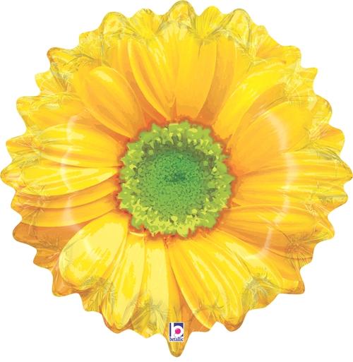 Globo de aluminio con forma de flor, color amarillo, 24 pulgadas