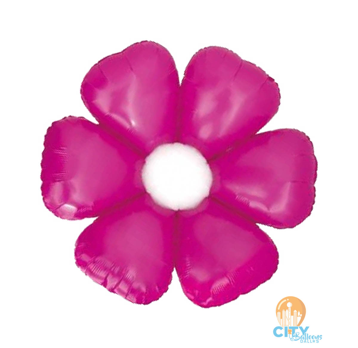 Daisy Flower Shape Non-Foil Balloon - Fuchsia