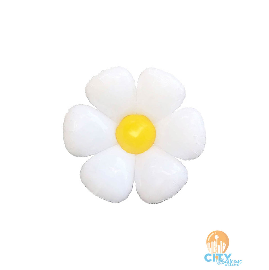 Daisy Flower Shape Non-Foil Balloon - White