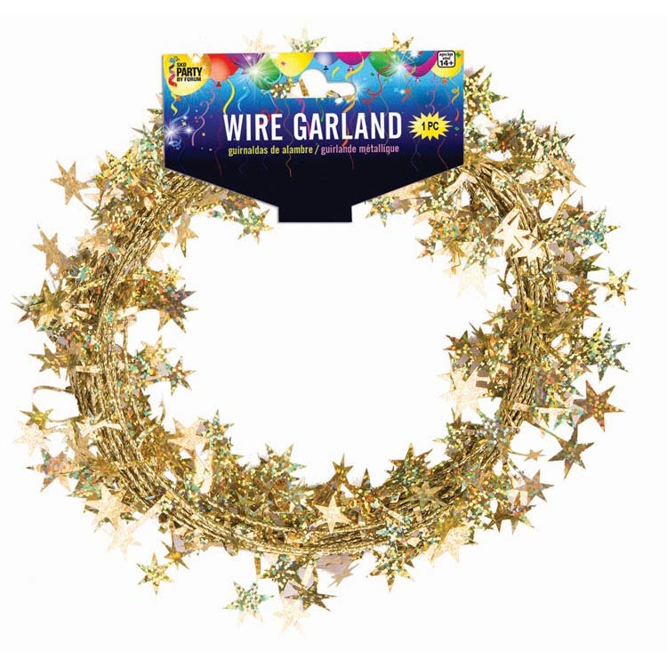 25 Foot Star Garland - Holographic Gold