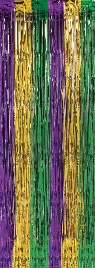 Sparkle Fringe Curtain - 3' x 8' Purple/Gold/Green