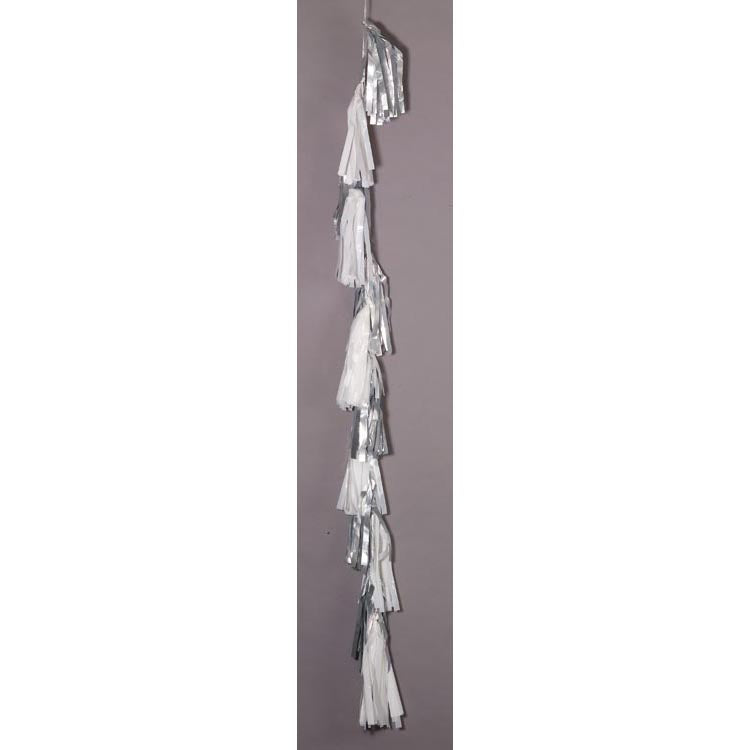 Balloon Tassel Garland - Matte Silver / White