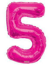 Load image into Gallery viewer, Hot Pink Foil Number Balloons (0 to 9) - 34 in.