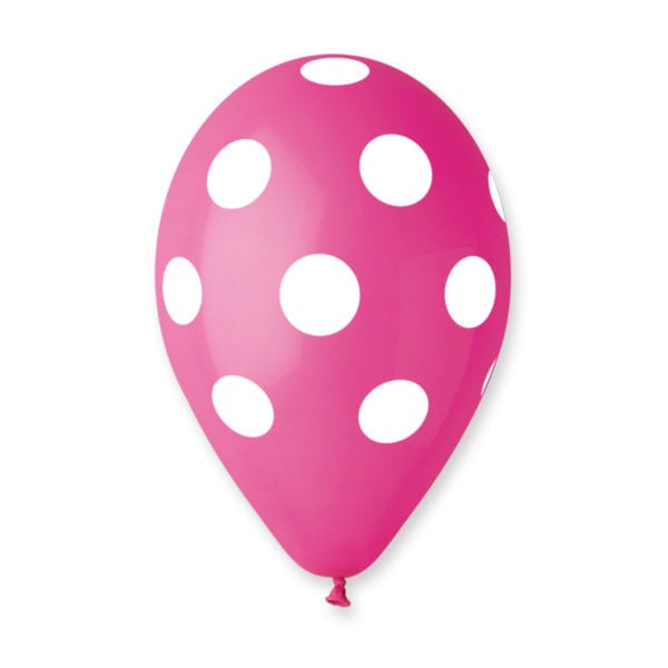 Polka Solid Balloon Fuchsia-White 12 in.