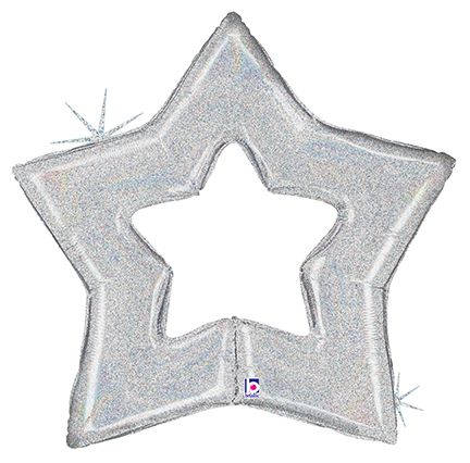 Glittering Holographic Star - 48 in. Silver