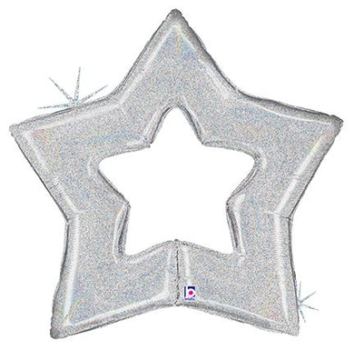 Estrella holográfica brillante - 48 pulgadas, color plata