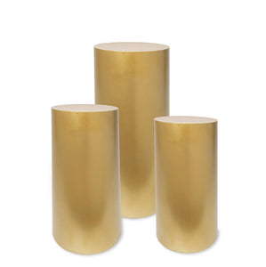 Gold Metal Cylinder Pedestal - Set of 3 pieces