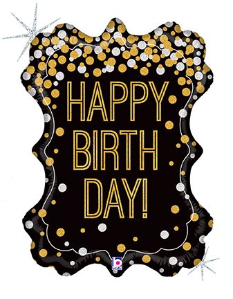 Gold Dots Birthday Frame Balloon 34 in.