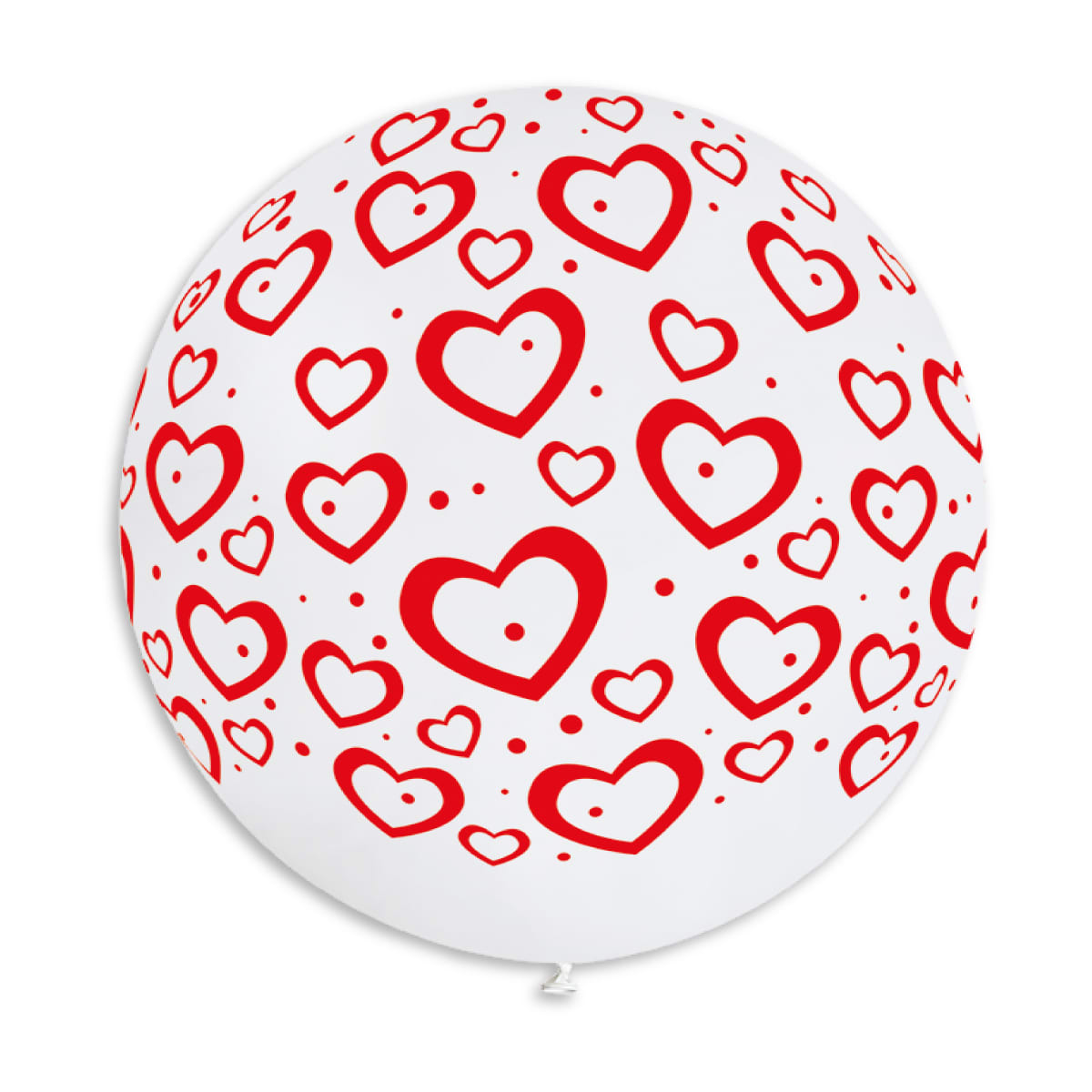 Globo Corazones y Puntos Blanco-Rojo 31 in. (x1)