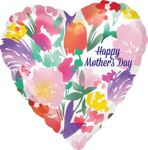 Mother's Day Watercolor Jumbo Heart Shape Foil Balloon - 28 in.