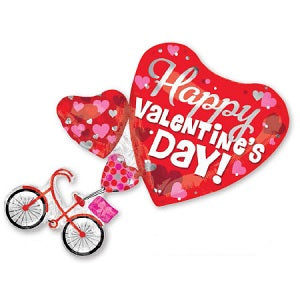 Happy Valentines Day Bike Shape Foil Balloon 40 in.