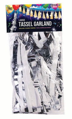 Balloon Tassel Garland - Silver / White