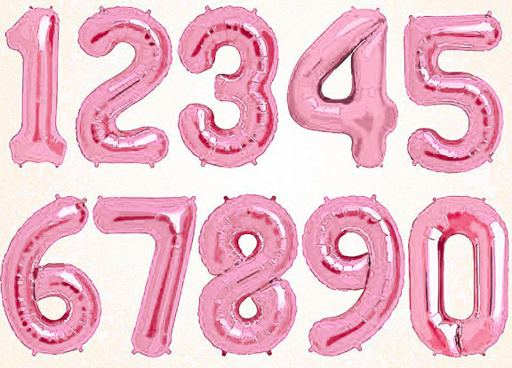 Light Pink Foil Number Balloons (0 to 9) - 14 in.