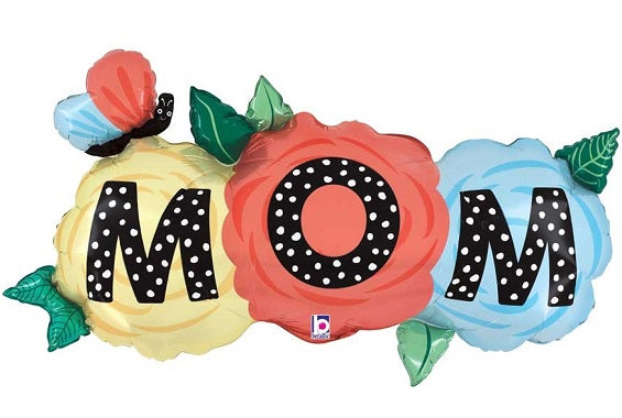 Mom Butterfly Flowers Shape Foil Balloon - 47 in.