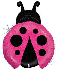 Magenta Ladybug Foil Balloon 27 in.