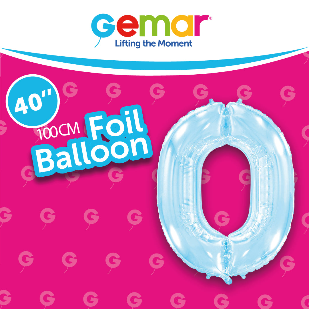 Pastel Blue Foil Number Balloons (0 to 9)