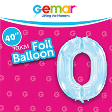 Cargar imagen en el visor de la galería, Globos con números de aluminio de color azul pastel (del 0 al 9)